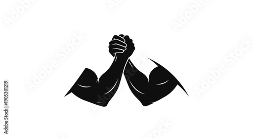 Arm Wrestling Silhouette Symbolizing Strength and Competition.