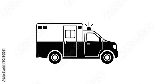 Armored Truck Vehicle Icon Black and White.