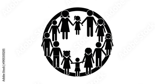 Diverse group of people standing together in a circular formation, holding hands, symbolizing unity and togetherness.