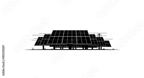 Array of Solar Panels on White Background.