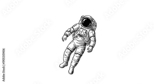 Astronaut Floating in Outer Space Illustration 1.