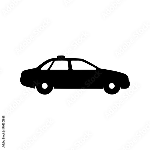 Black silhouette icon of a taxi car for urban transport. Vector