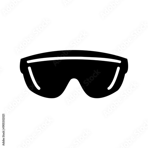 Black safety glasses icon, protective eyewear silhouette Vector