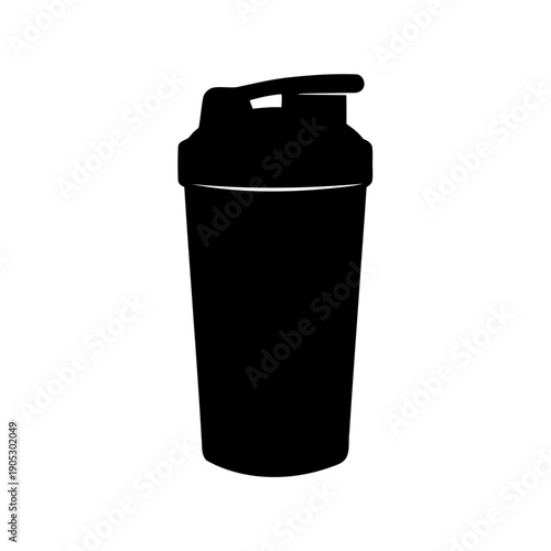 Fitness gym water bottle silhouette for protein shakes Vector