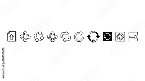 Set of icons representing various file operations and settings Vector