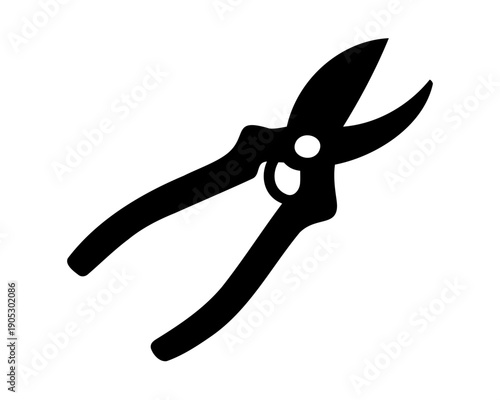 Pruning shears: black silhouette icon, garden essential Vector