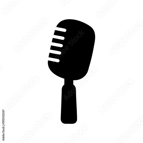 Black vintage style microphone silhouette icon for audio Vector
