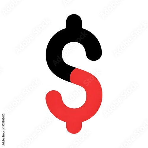 Dollar sign symbol in black and red