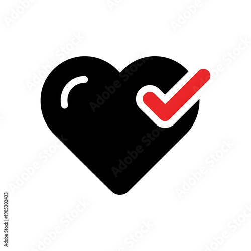 Love and approval symbol with heart and checkmark
