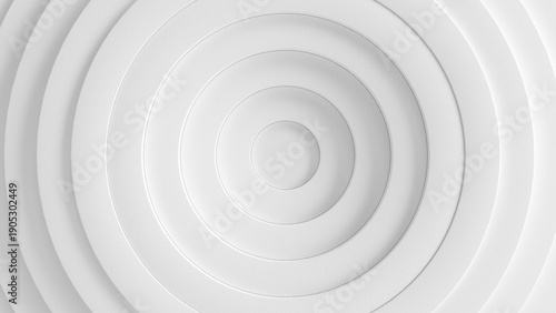 Fotografi Abstract white background with 3D rendering circular rings, top view