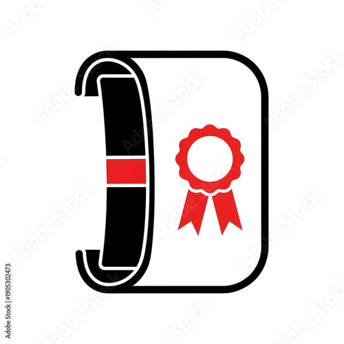 Certificate icon with red ribbon and seal