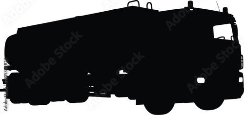 Large tanker truck silhouette on highway road transport vehicle illustration