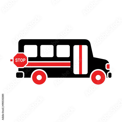 School bus stopping with red stop sign extended