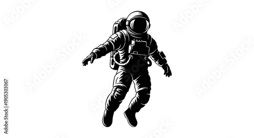 Astronaut Floating in Outer Space with Detailed Suit.