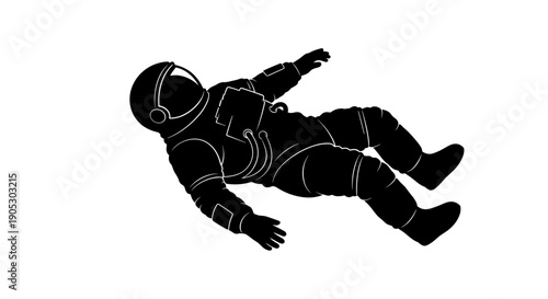 Astronaut Floating Silhouetted In Outer Space.