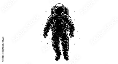 Astronaut in a detailed spacesuit floating in space 1.