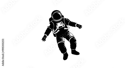 Astronaut in Space Suit Floating Weightlessly.