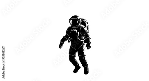 Astronaut in a spacesuit floating in zero gravity.