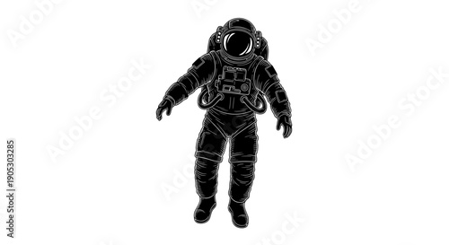 Astronaut Silhouette Floating in Space Exploration.