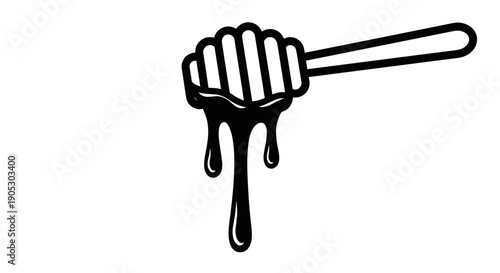 Black and White Honey Dipper Dripping Sweetness.