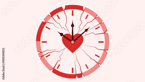 Visual metaphor of time's impact on heart health, showing a fractured clock with a central cracked heart, symbolizing stress and emotional strain