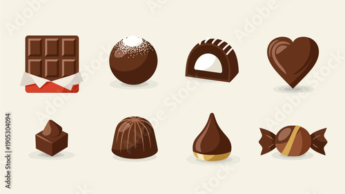 Assortment of Delicious Chocolate Candies and Chocolate Bar, Perfect for Desserts and Sweet Cravings