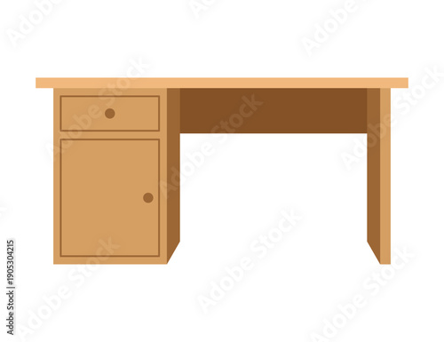 Simple wooden table with front view flat vector design on white background