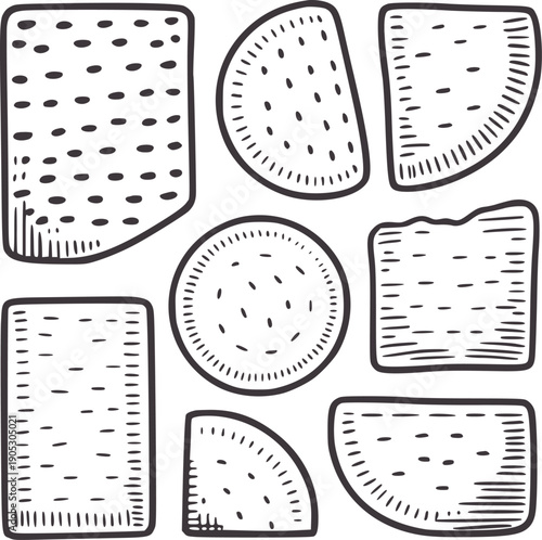 Various geometric shapes of crackers and biscuits in style food