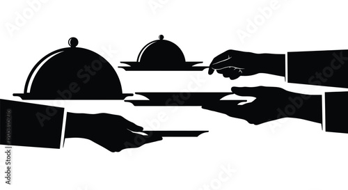 Waiter serving food on a tray in a restaurant with luxury service