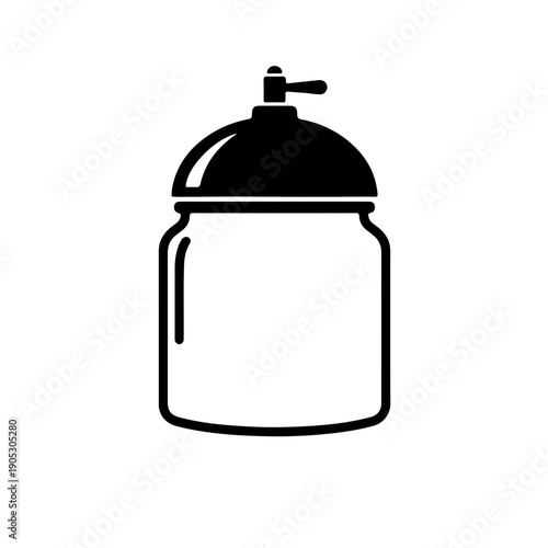 icon of a laboratory vacuum desiccator valve, located on the lid. This illustration highlights the stopcock mechanism for air pressure control and vacuum sealing, ideal for chemistry research