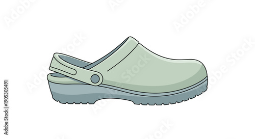 Light green garden clog with adjustable strap isolated on a white background, showcasing ergonomic design and durable sole for outdoor use