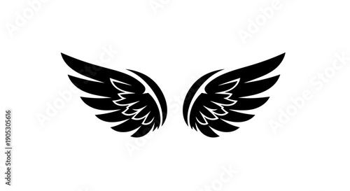Black Angel Wings Graphic Design Element.