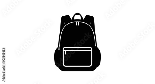 Black Backpack Icon Simple Graphic Design.