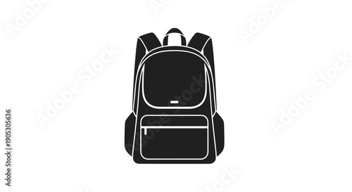 Black Backpack Icon Vector Graphic Design.