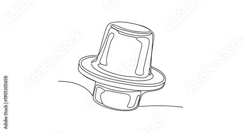 Illustration of a rubber stopper with detailed line art, isolated on a white background, showcasing its unique shape and design