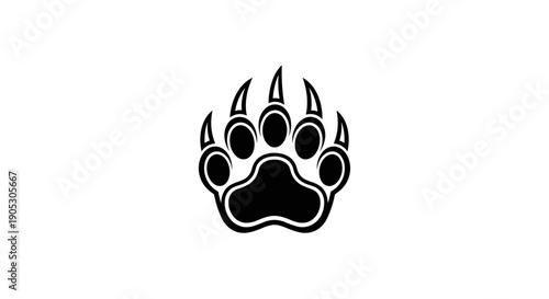 Black Bear Paw Print Icon Graphic Design.