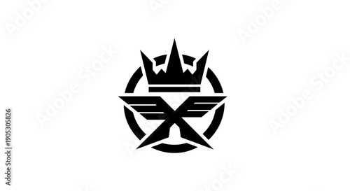 Black Crown Emblem with Wings and Star.