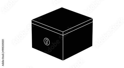 Black Cube with Keyhole Symbol Illustration.