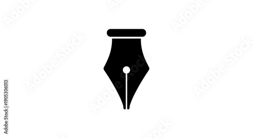 Black Fountain Pen Nib Icon Vector Illustration.