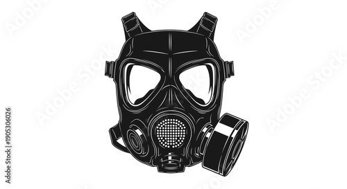 Black Gas Mask Illustration for Protection and Safety.