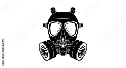 Black Gas Mask Illustration Isolated on White Background 1.