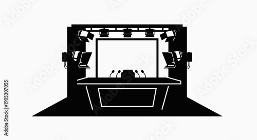 Black and white TV studio.