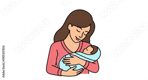 Loving mother holding newborn baby close warm embrace tender moment care and love