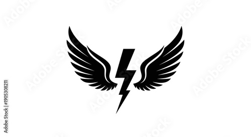 Black lightning bolt with spread wings symbol.