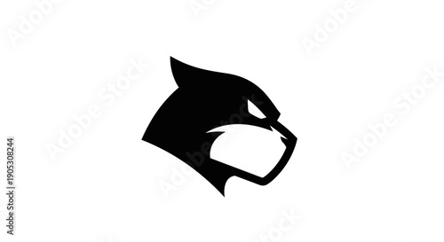Black Panther Head Silhouette Fierce Aggressive Mascot Logo.