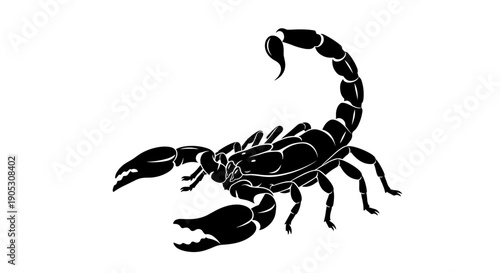 Black Scorpion Silhouette Illustration on White Background.