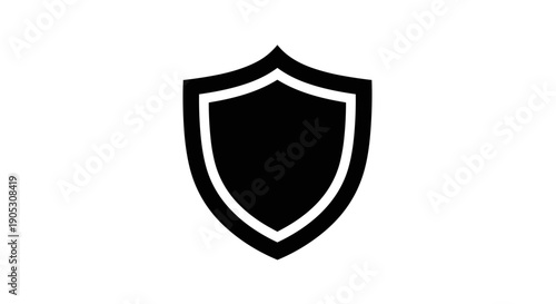 Black Shield Icon Symbolizing Protection and Security.