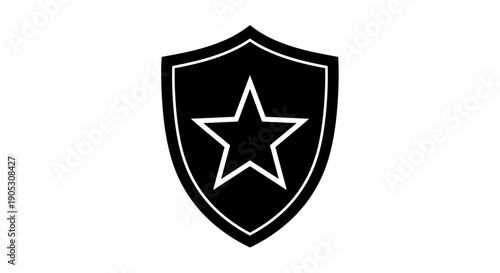 Black Shield with White Star Emblem Icon.