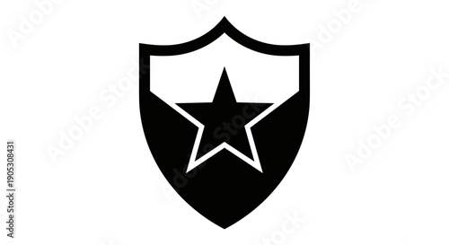 Black Shield with Star Emblem Icon.