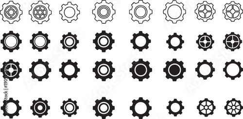 Black and white gear symbols